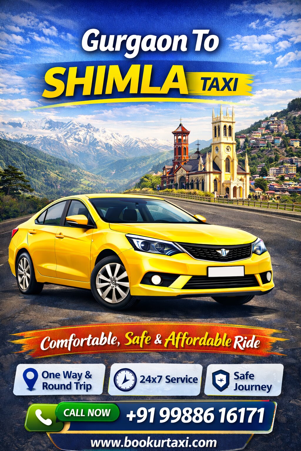 Gurgaon to Shimla Taxi | Booking Start ₹5525 - BookUrTaxi